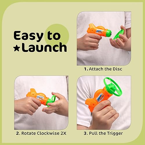 Miniatura 5 de Srenta Paquete de 12 juguetes voladores Disparadores de discos para niños, juguete interactivo para atrapar gatos, juguete giratorio de platillo