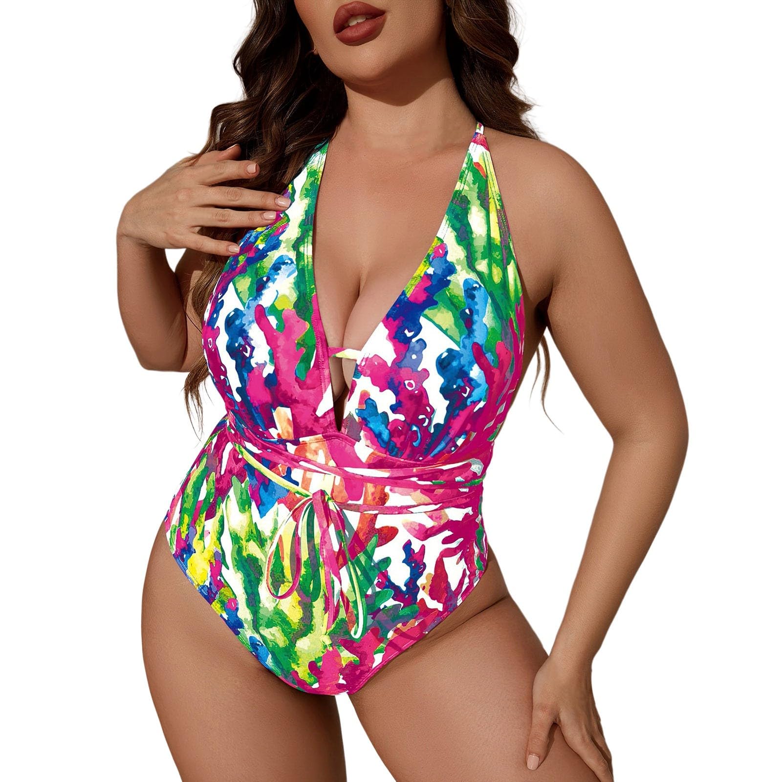 Bikini de talla grande estilo enterizo para natación activa mujer 8
