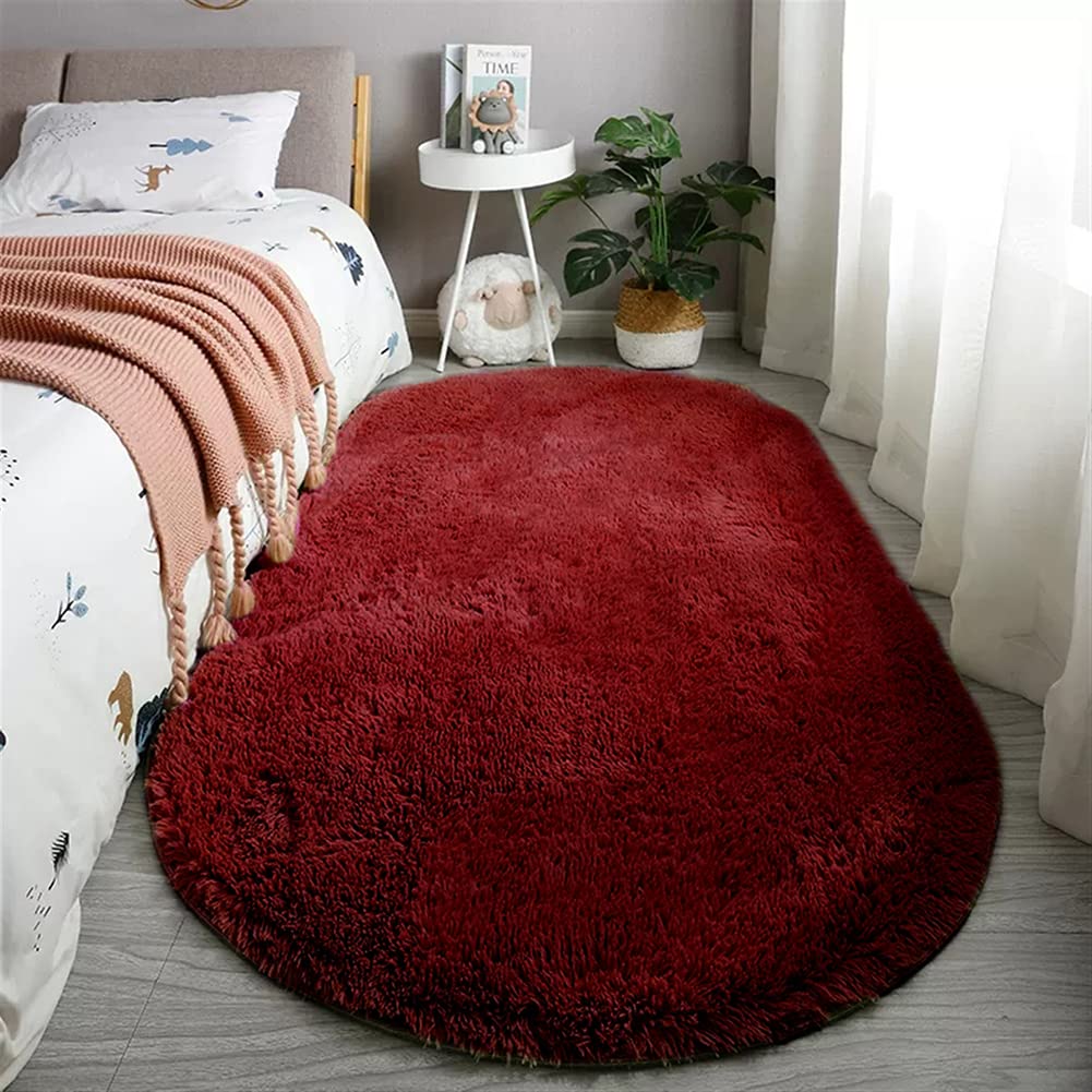 Tapis de salon confortable rouge uni 160x230 en peluche haute densité