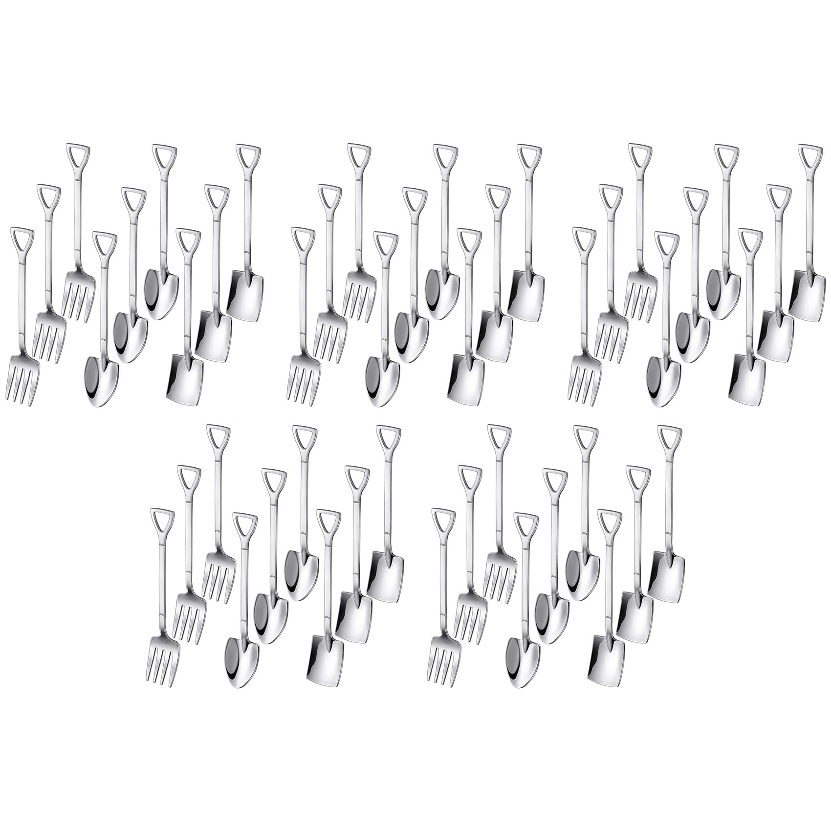 Hndhbfgrt 45 Pieces Shovel Spoon Fork Shovel Coffee Spoon Shovel Handle Dessert Spoon Ice Cream Spoon Shovel Shape Fork Fruit Fork