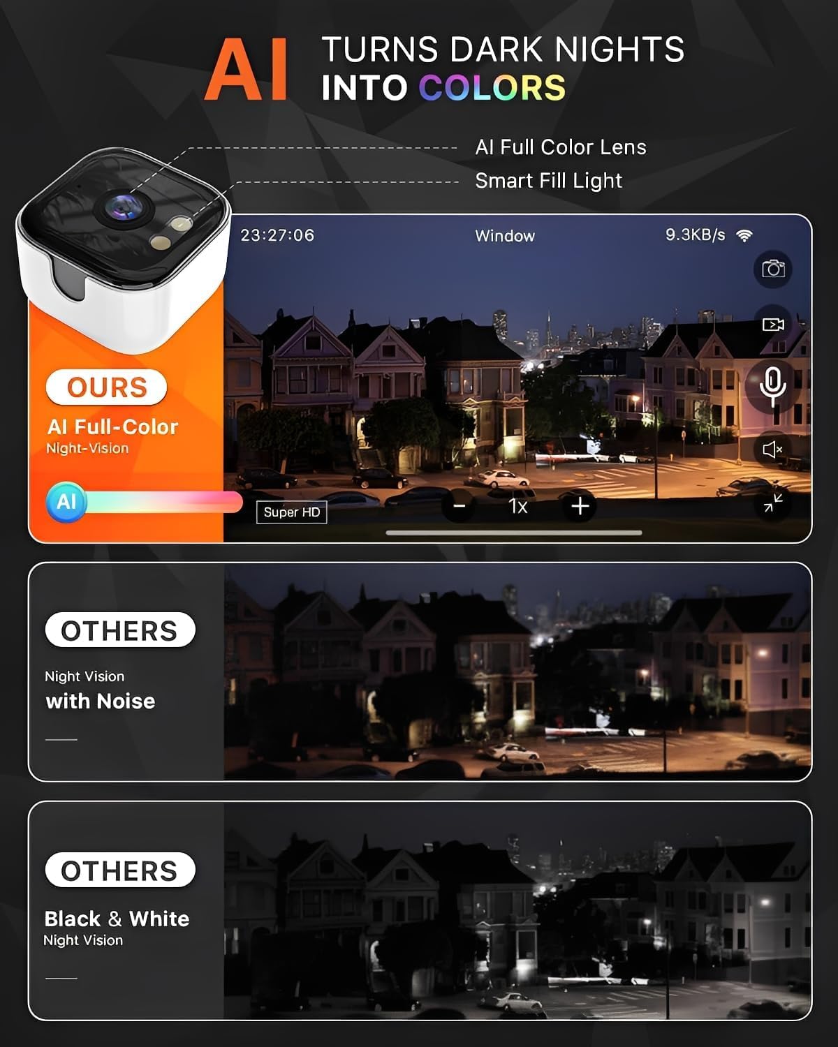 Caméra de Surveillance WiFi Intérieure 2K 3MP, Caméra Fenêtre Anti-Reflet IA, Vision Nocturne Couleur, Détection Mouvement PIR, 2.4G/5G Enregistrement 24/7, Compatible Alexa Installation sans Perçage