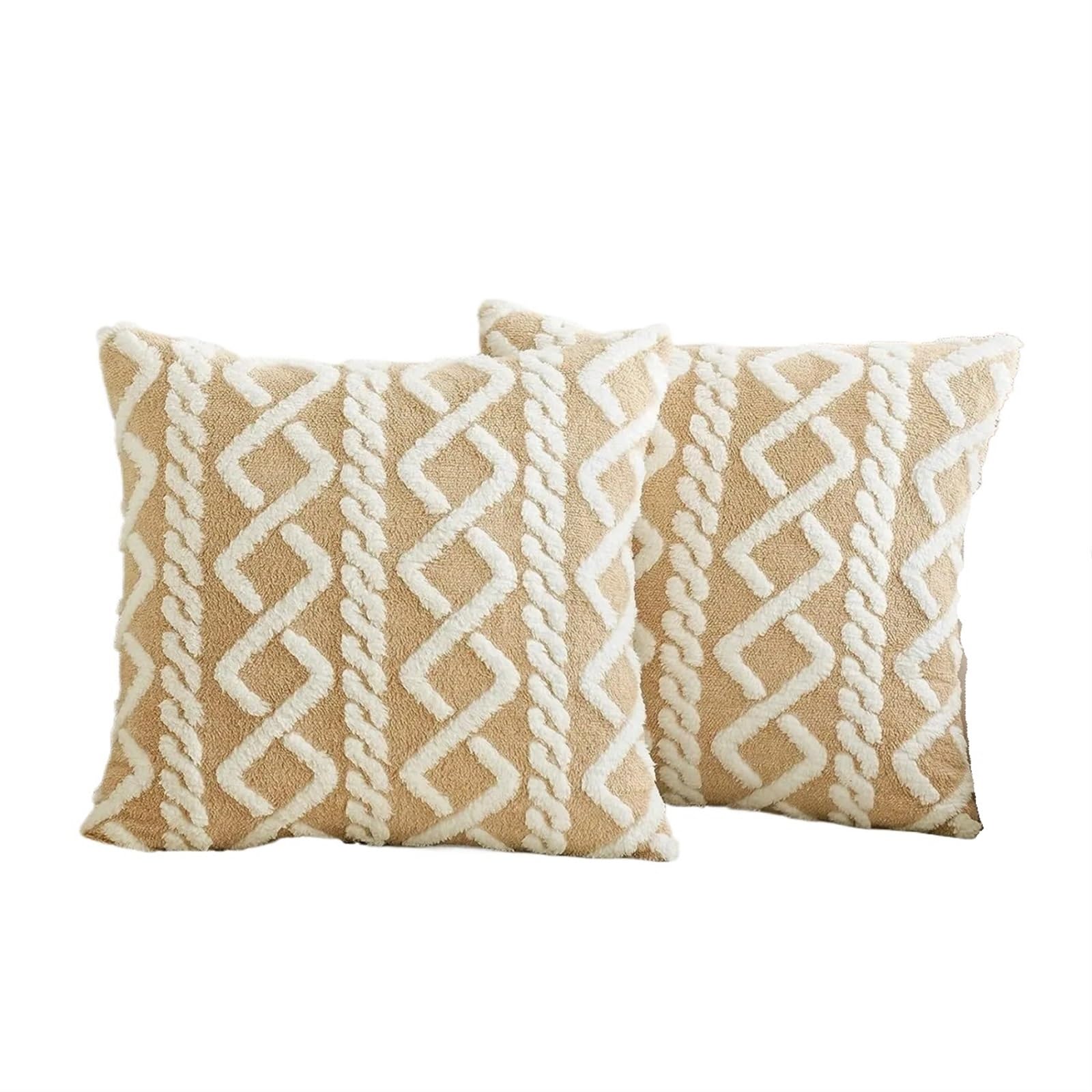 Housse de coussin marron 50x50 cm en fausse fourrure douce