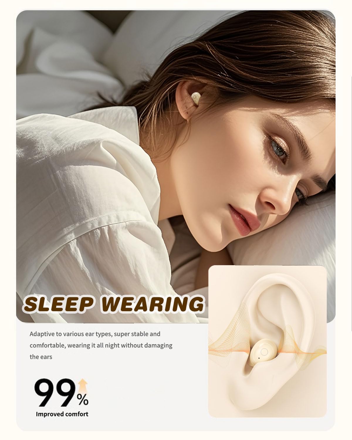 Yihou Mini auriculares invisibles pequeños inalámbricos de punta blanca para orejas pequeñas, canales de oídos, para mujeres, para dormir de lado, microauriculares ocultos discretos para el trabajo