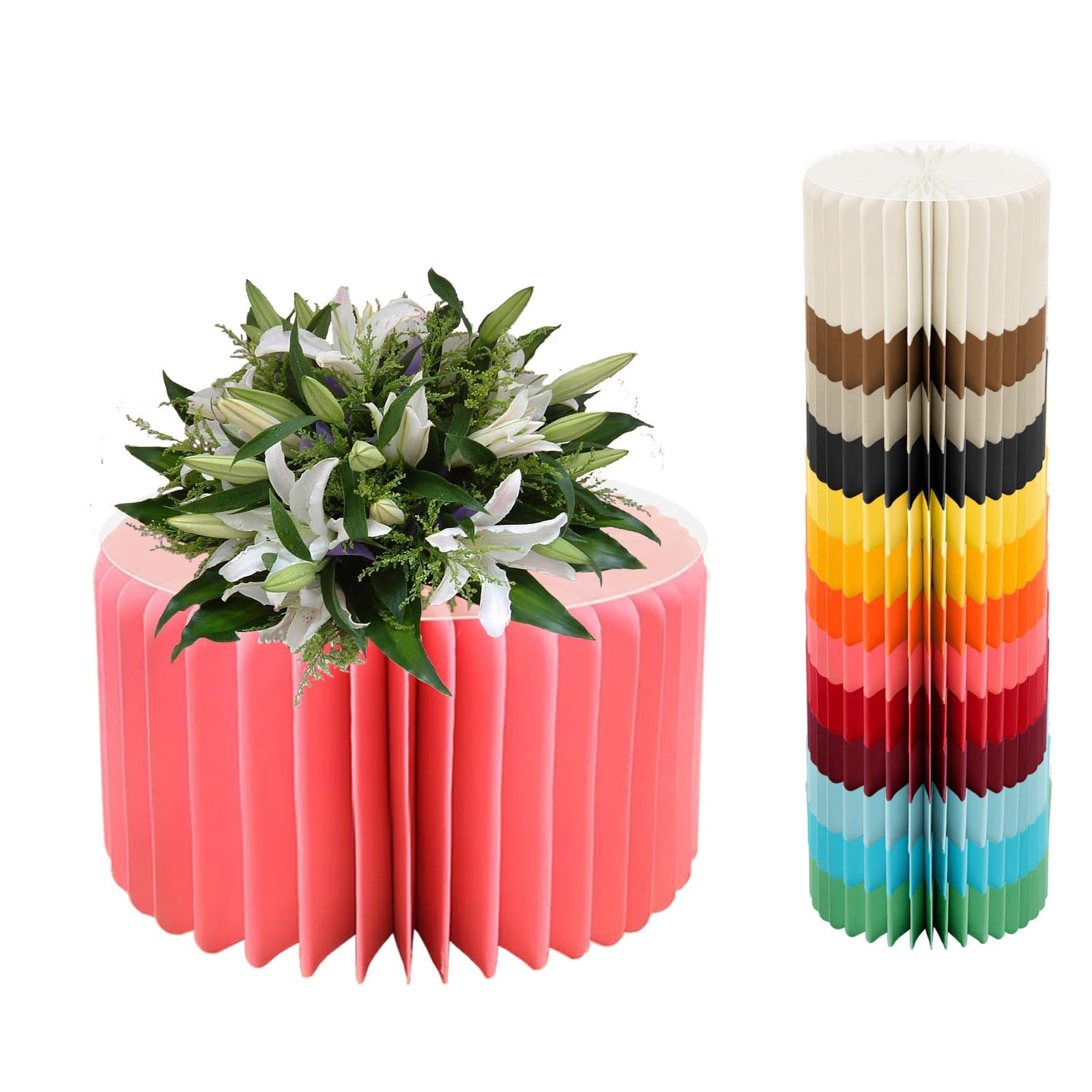 YTBHSHXZ plinth， Foldable Cardboard Cylinder Pedestal Cake Stand Multicolor 20-100cm(Light Red,H 20cm/7.9in)