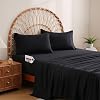 JSD Black Twin Sheet Set with Side Pocket Corner Straps, 3 Piece Soft Kids Microfiber Bed Sheets Extra Deep Pocket