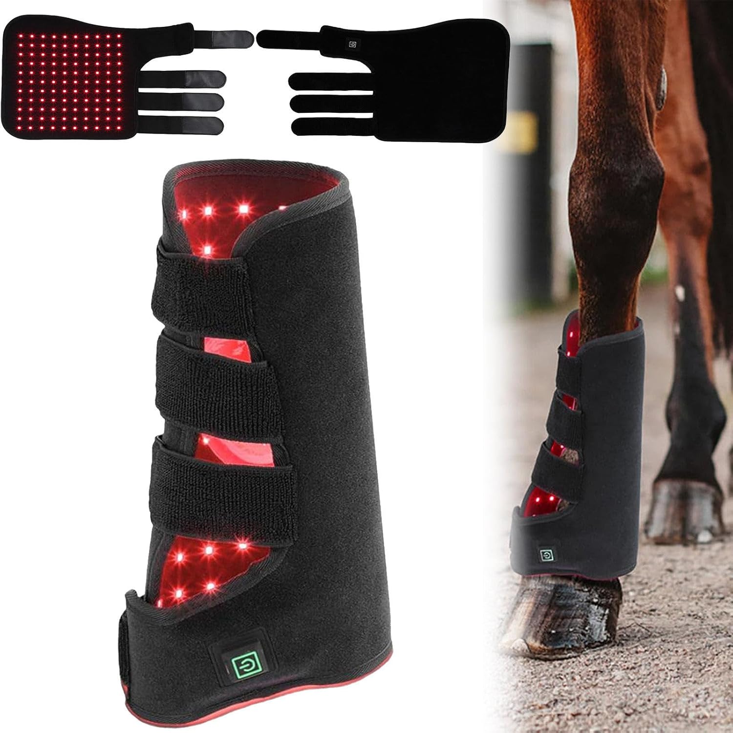 Red Light Therapy for Horses for Horse Leg Pain, Infrared Horse Care Boots, Wearable Portable Infrared Red Light Therapy for Horse Muscle Recovery, Red Light Therapy Belt,LeftLeg