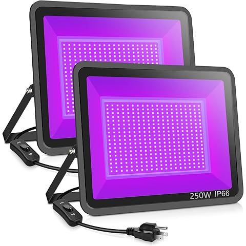 2 Pack 250W LED Flood Black Lights, Outdoor Flood Blacklight Light with Plug, IP66 ...