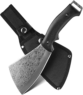 11 Inch Hatchet with Sheath, Small Compact Machete Axes, Fixed Blade Full Tang Camping Tactical Knife for Woodworking, Garden Machete Axe with Sheath for Bushcraft Yards Bushes Wood, A3SL