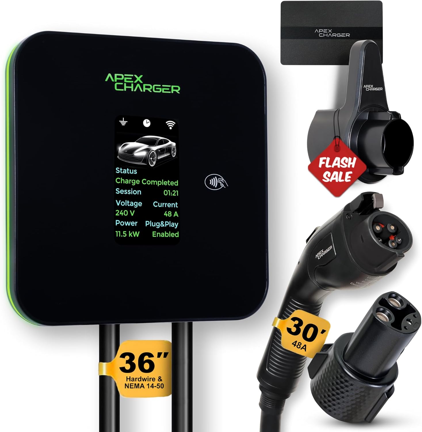 MACH 2 EV Charger 48A Wall-Mount with 30ft Cable