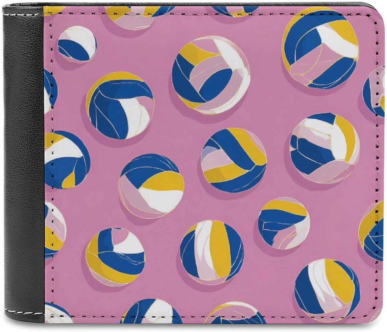 Volleyball Pattern Novelty Wallet Soft Slim Front Pocket Bifold Purse with ID Credit Card Holder