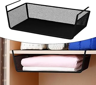 Hanging Under Shelf Storage Basket – Metal Space Saving Wire Organizer for Kitchen