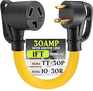 Kanayu 30amp Dryer Adapter Cord NEMA TT-30P Male to 10-30R Female