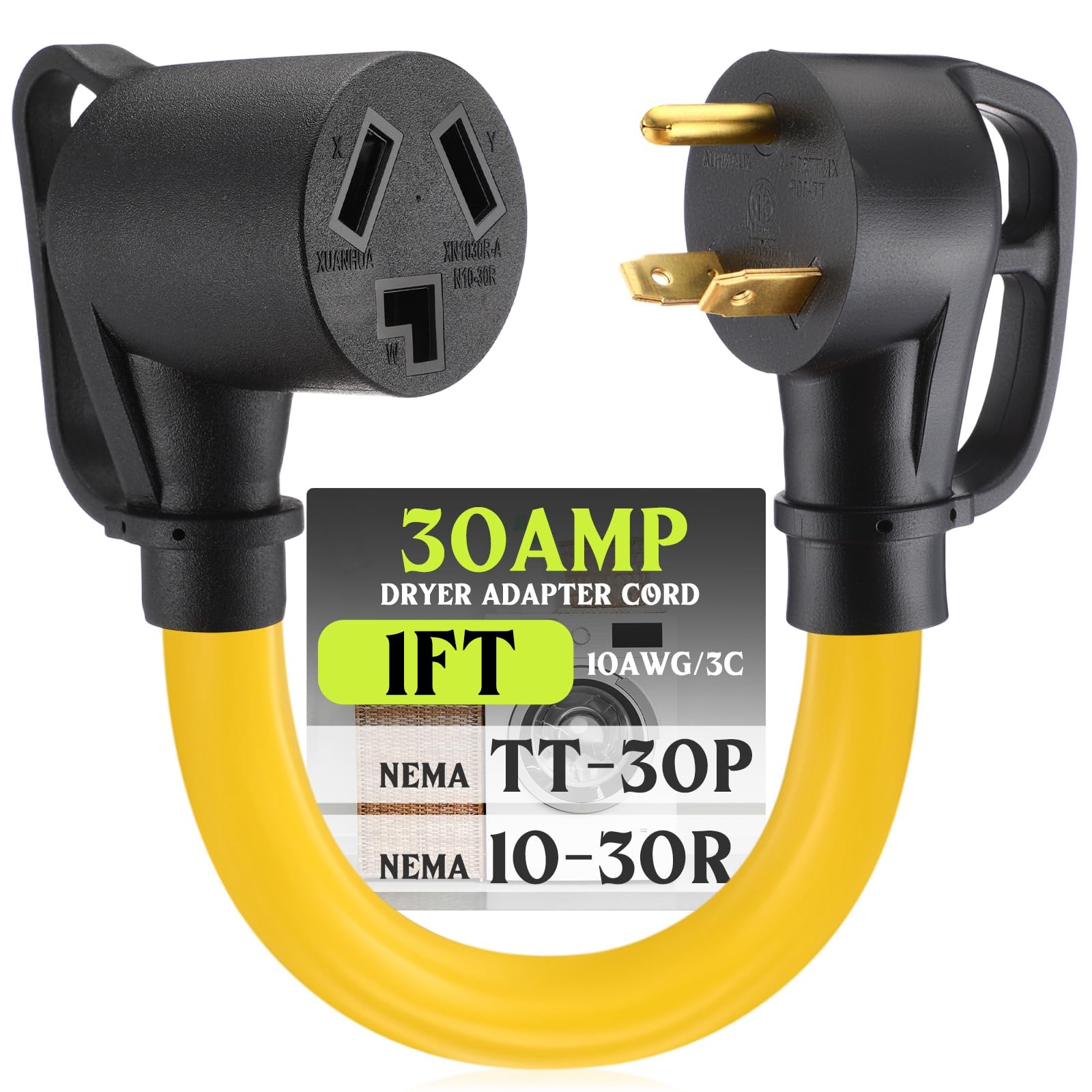 Kanayu 30amp Dryer Adapter Cord NEMA TT-30P Male to 10-30R Female
