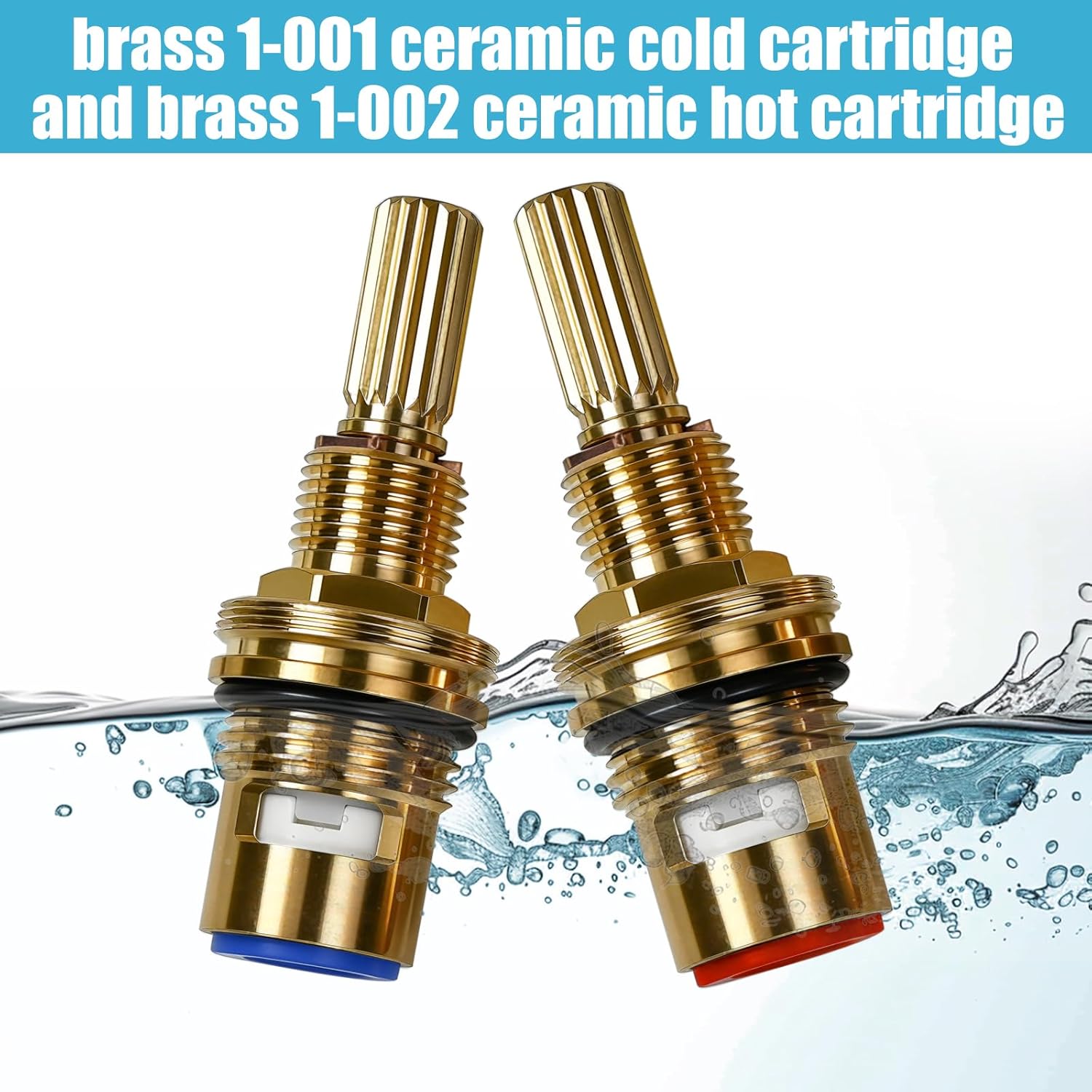Brass 1-001 & Brass 1-002 Ceramic Valve Set - Compatible with Newport Hot & Cold widespread Cartridge Replacement, Easy Installation - Image 5