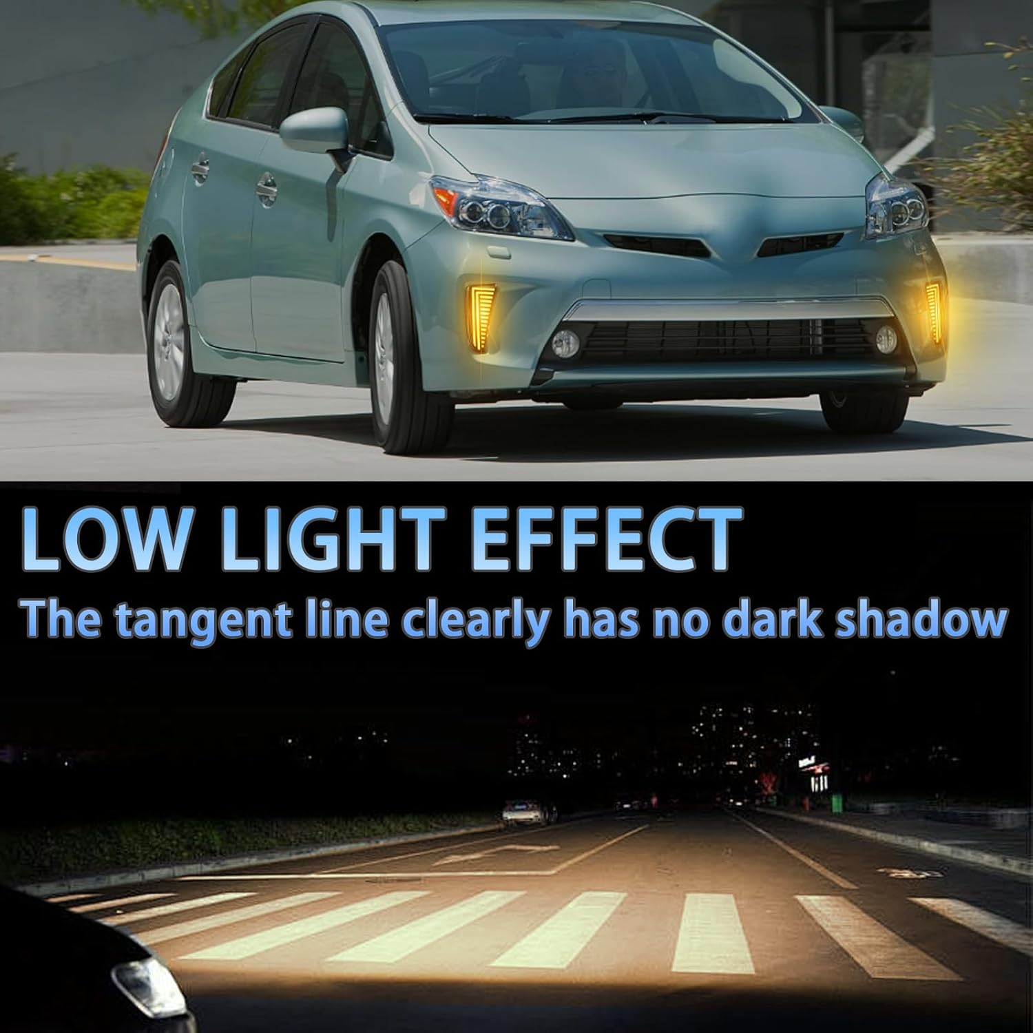 LED Front Bumper Lights for Toyota Prius 2012-2015, High Brightness Daytime Running Lights, Amber Sequential Turn Signal Lights, 2 Pieces, No Damage Installation