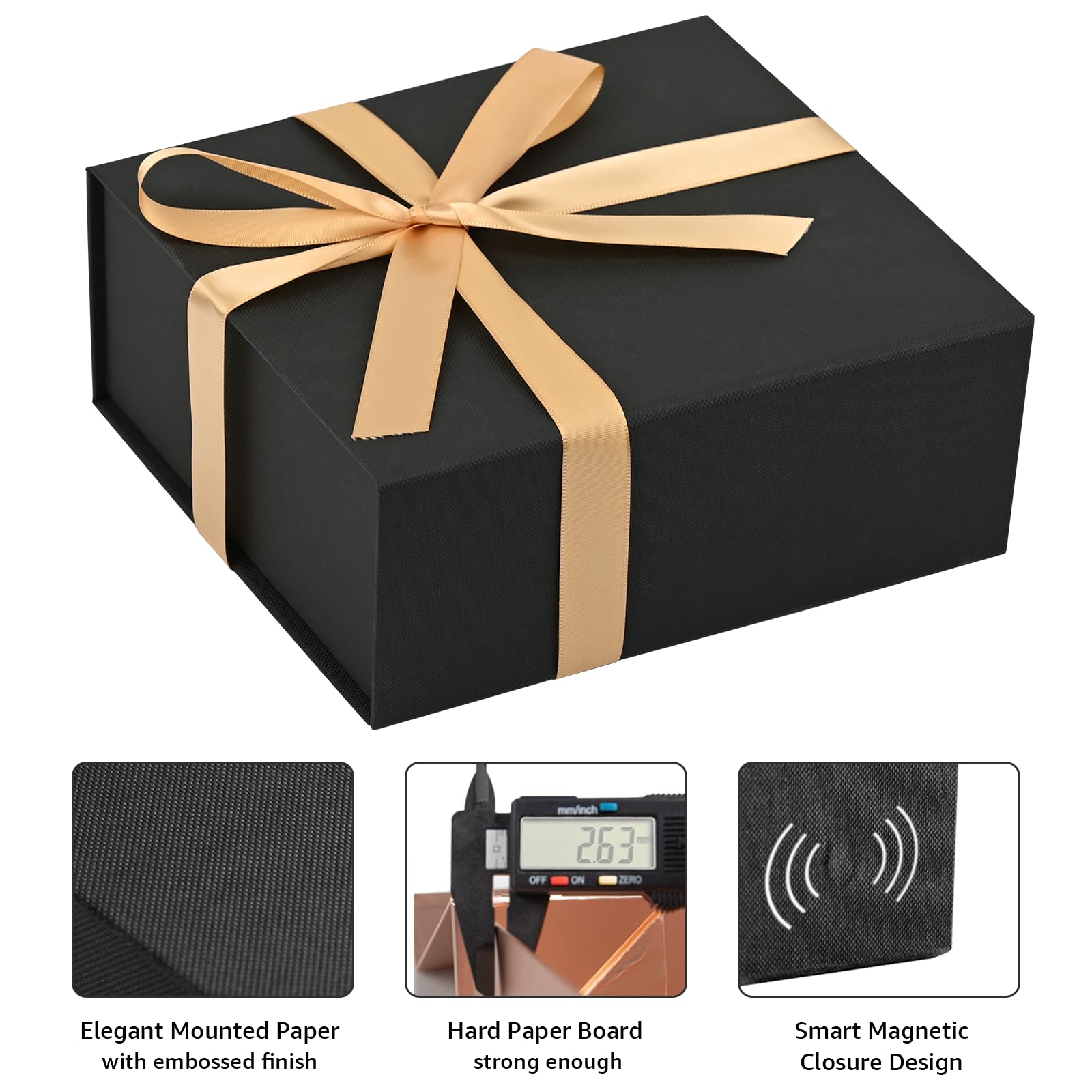 LIFELUM Set di 5 scatole regalo grandi, 20,3 x 17,8 x 7,6 cm, con coperchio magnetico, per regali con nastro, biglietti, carta triturata, regalo per mamma, compleanni, regali di Natale
