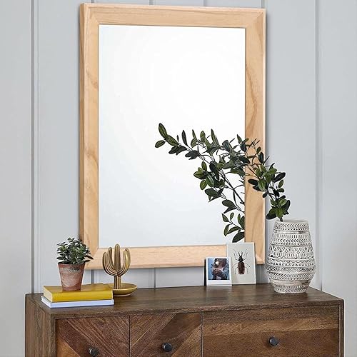 Vista 121 de AAZZKANG Espejos para pared, espejo colgante con marco de madera rústica, 20 x 16 pulgadas, decorativo para casa de campo, dormitorio, baño, sala