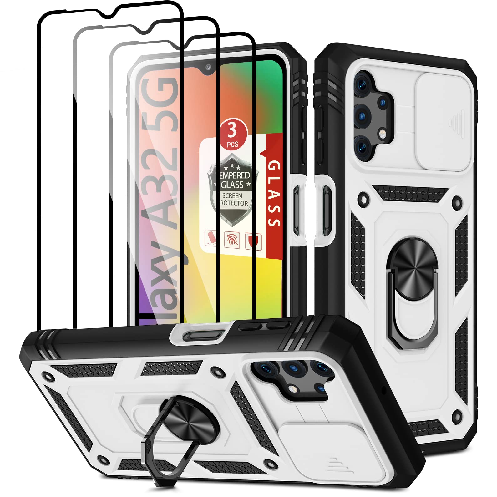 Galaxy A32 ホワイト 3カメラ ケース付き Amazon.co.jp: Galaxy A32 5G用ケース、Galaxy A32 5Gケース3ピース