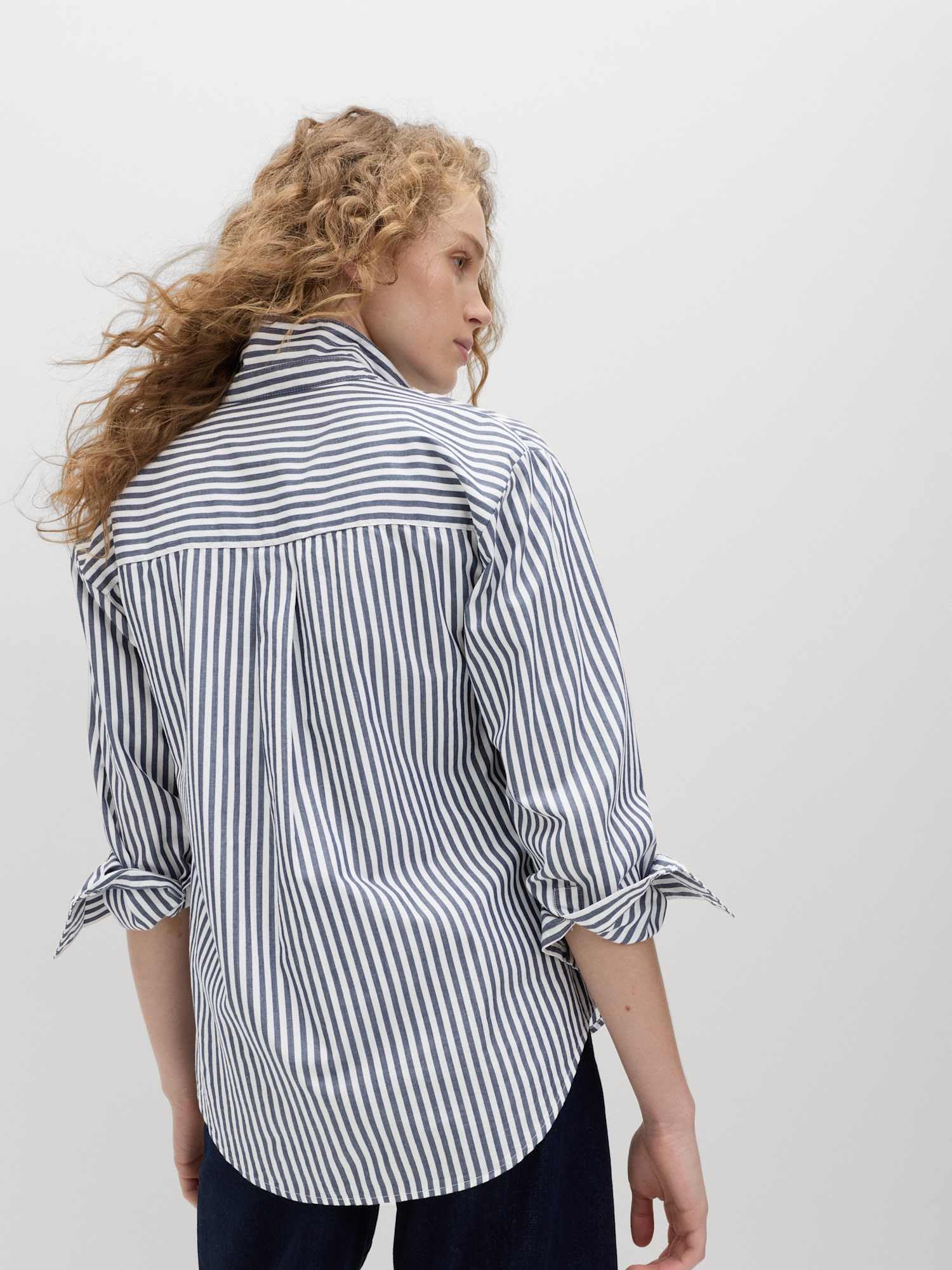Marks & Spencer Donna a Righe Puro Cotone con Colletto Camicia – vestibilità Regolare