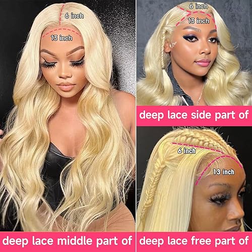 Miniatura 2 de Lotulo Peluca de cabello humano 613 con encaje frontal transparente de 13 x 6, peluca de cabello humano ondulado 613, densidad del 180 %, pelucas de