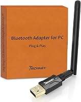 Techkey USB Bluetooth 5.4 Adapter: 500FT Long Range Dongle with 5dBi Antenna, Plug & Play for Windows 11/10/8.1 - Headphones, Speakers, Mouse, Keyboard