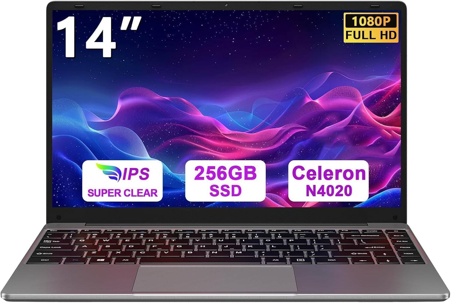 laptop pc 14 pollici notebook con processore up to 2,8 ghz, 256 gb rom e supporto espansione ssd fino a 1 tb