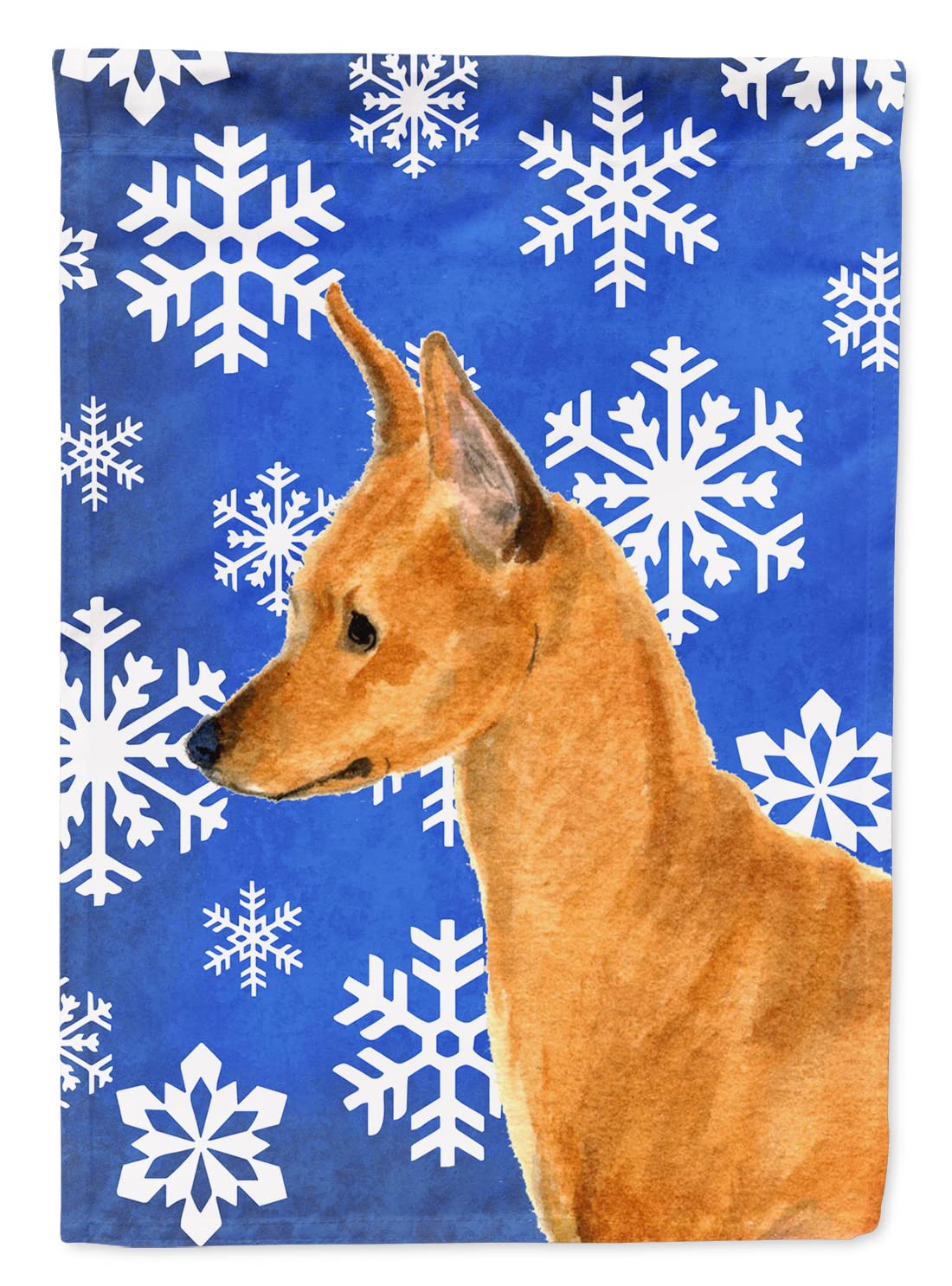 Drapeau Pinscher Nain flocon de neige grand format pour déco de fête