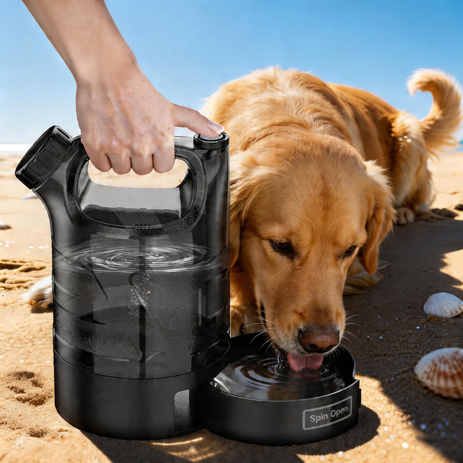 Borraccia per cani da 2500 ml, portatile, XXL, grande | Dispenser per acqua per cani da campeggio, a prova di perdite, per vacanze, escursioni, viaggi, appartamento