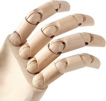 JOIKIT 2 Pack 10 Inch Wood Artists Mannequin Hand with Wooden Flexible Fingers, Left and Right Articulated Wooden Manikin Hand Model for Drawing, Sketching, Painting