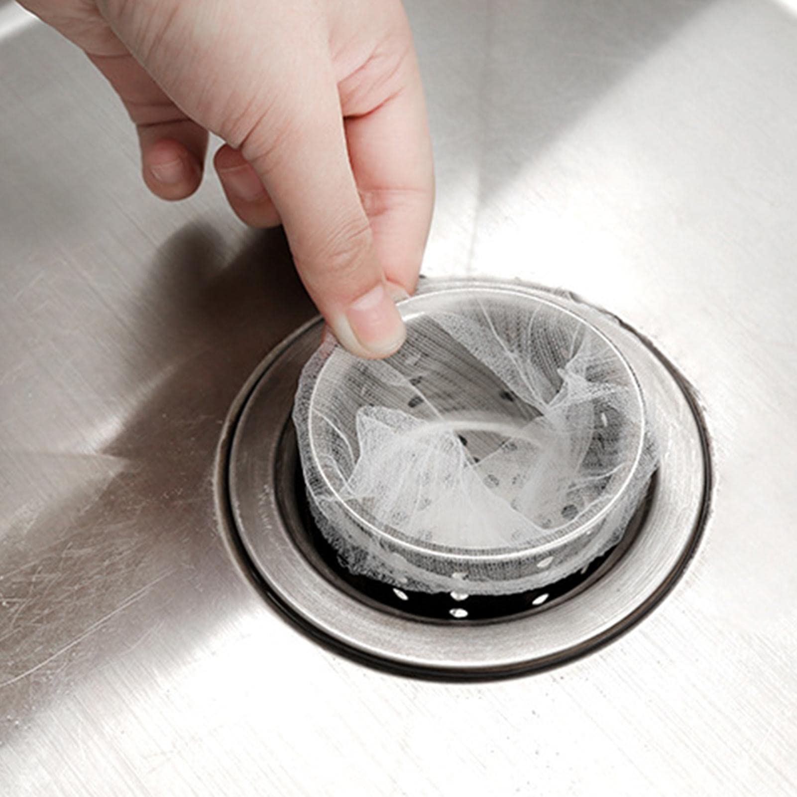Sacca filtrante in rete, rete per lavandino, scatola di estrazione inclusa, rete elastica per filtro per lavello, per lavelli da cucina, lavandini da bagno, vasche da lavanderia