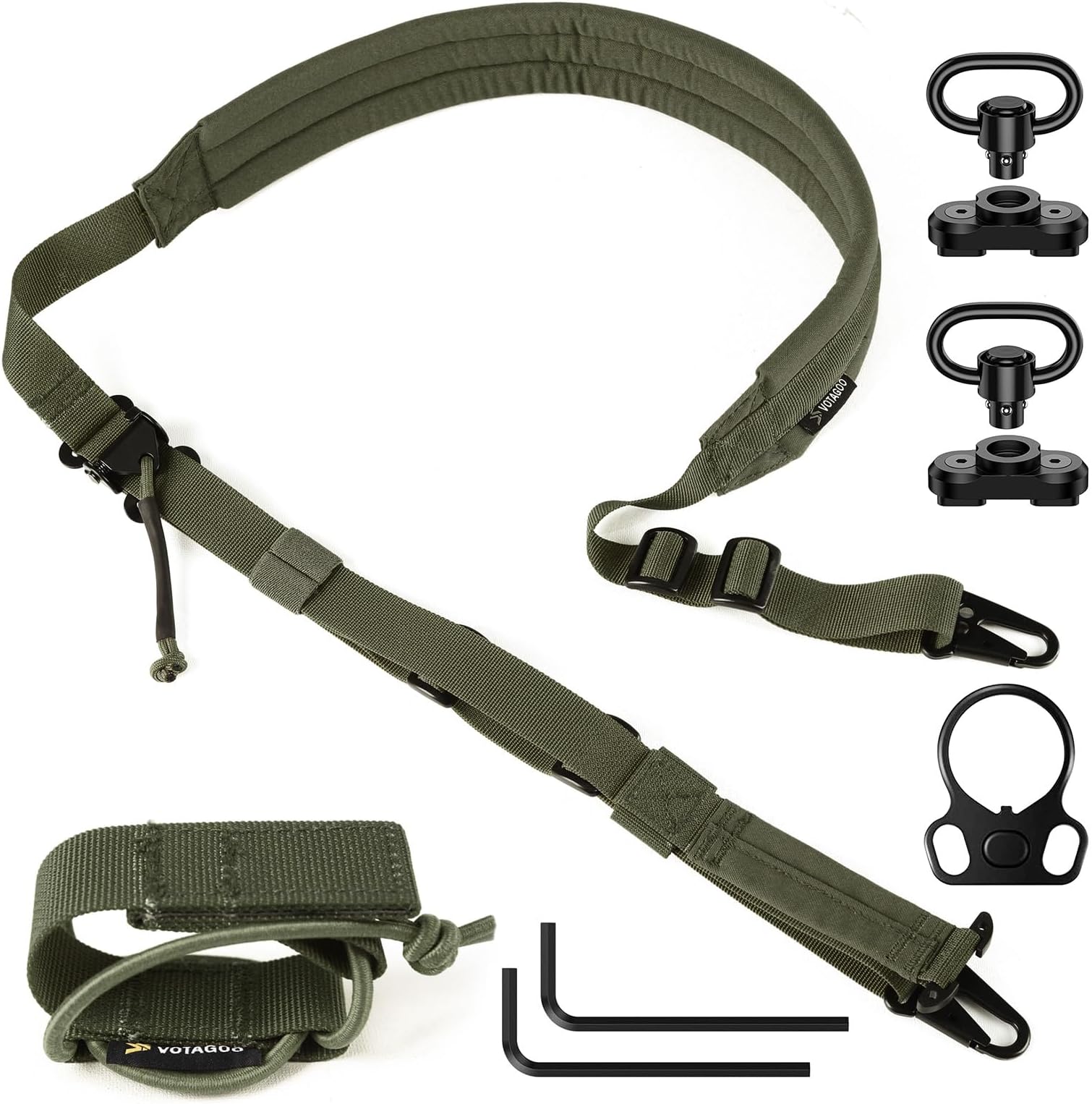 QD Sling 2 Point Gun Sling with HK Hook & Soft Shoulder Pad – Tactical Rifle Sling for Hunting & Quick Adjust Strap