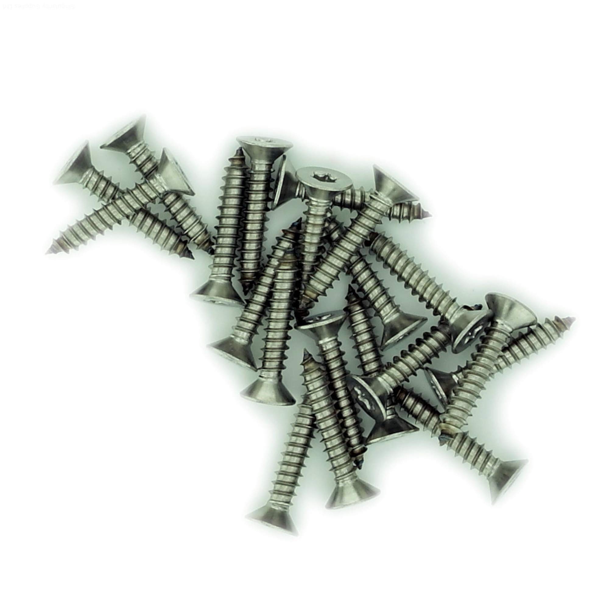Singularity Supplies Silver No.7 X 0.75 (3.9Mm X 19Mm) Tx Countersunk Self-Tapping Screw - Stainless Steel (A2) (Pack Of 20)