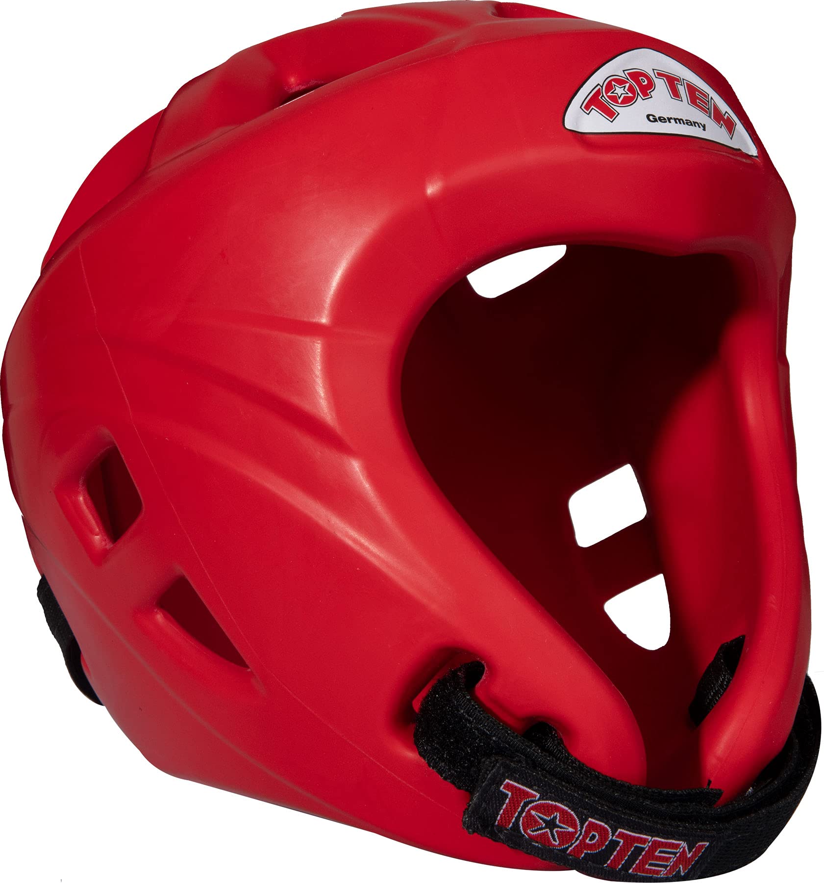 TOP TEN Avantgarde Head Guard (Wako Approved) without Chin and Cheekbone Protection - Red, Size M