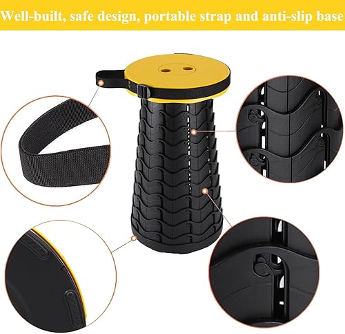 Miniatura 52 de Fishboy - Taburete plegable para adultos, ligero pero resistente, peso máximo de 1000 libras, portátil, retráctil, para actividades al aire libre