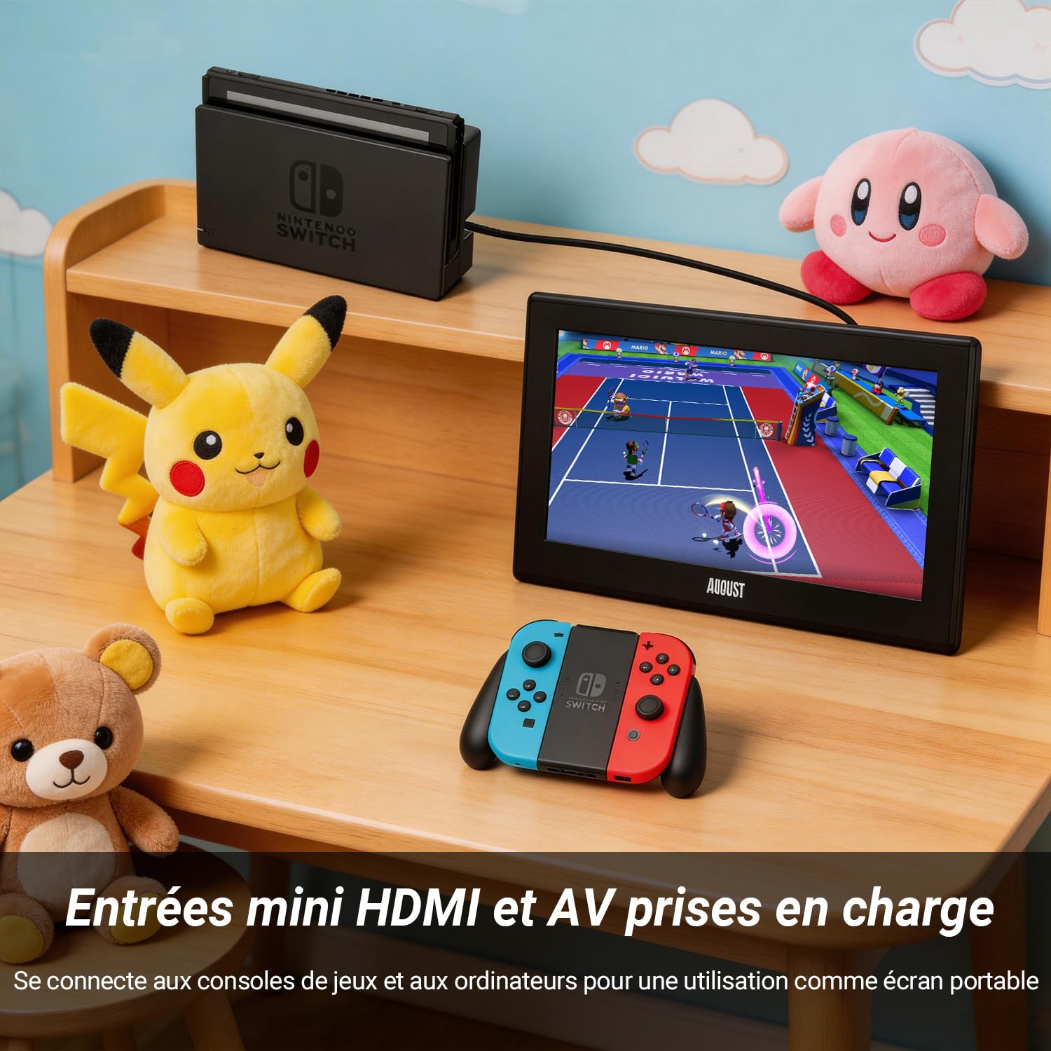 August DA100D Téléviseur Portable 10" TNT HD Enregistreur Intégré HDMI USB AV Camping Caravane
