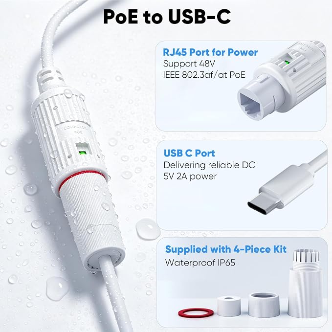Adaptador PoE a USB C IP65 Power Only miniatura 4