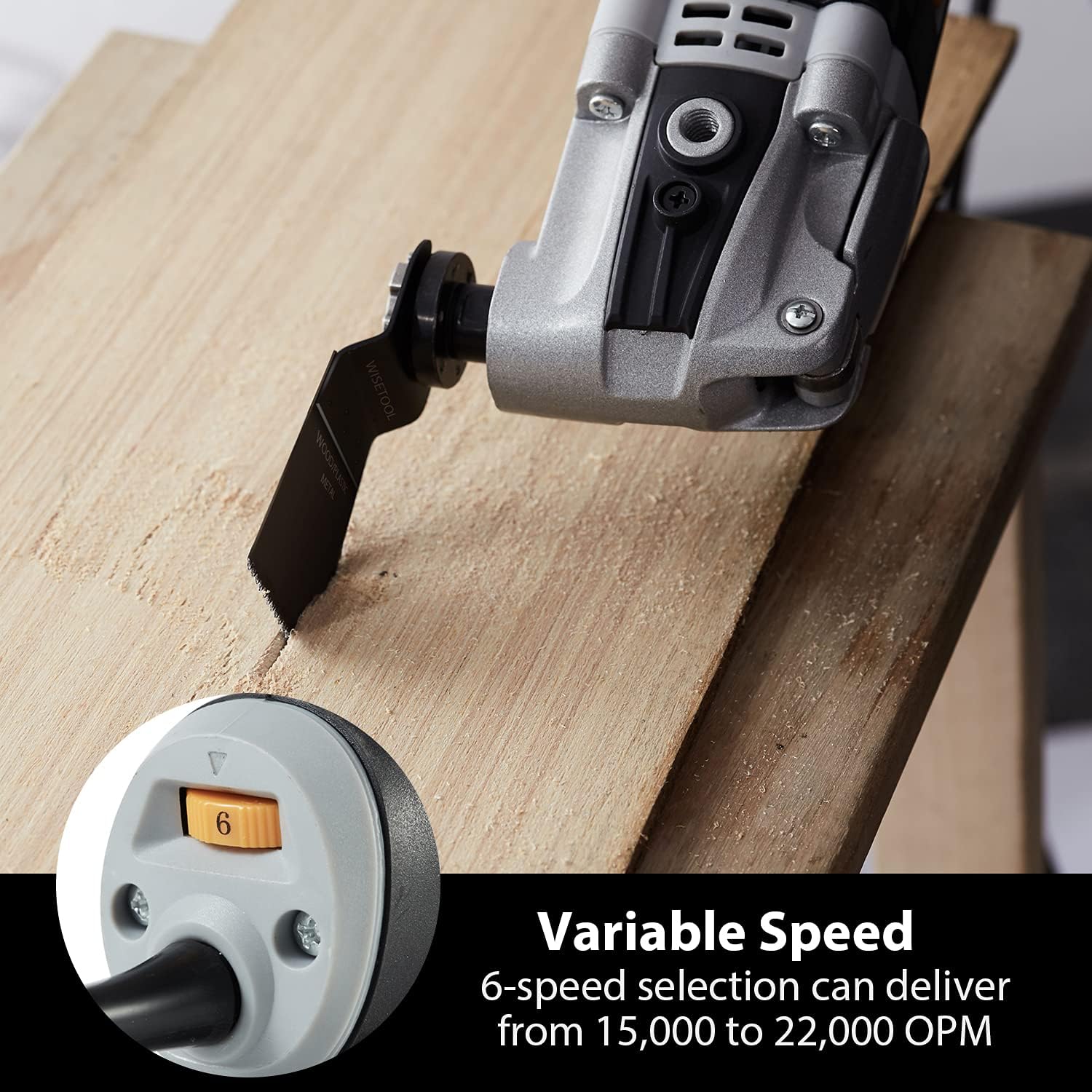 WISETOOL 400W 3.5 Amp Oscillating Multi Tool Kit with 4.5° Oscillation Angle,6 Variable Speed Oscillating Tool with Quick Blade Change System for Cutting,Sanding,Grinding