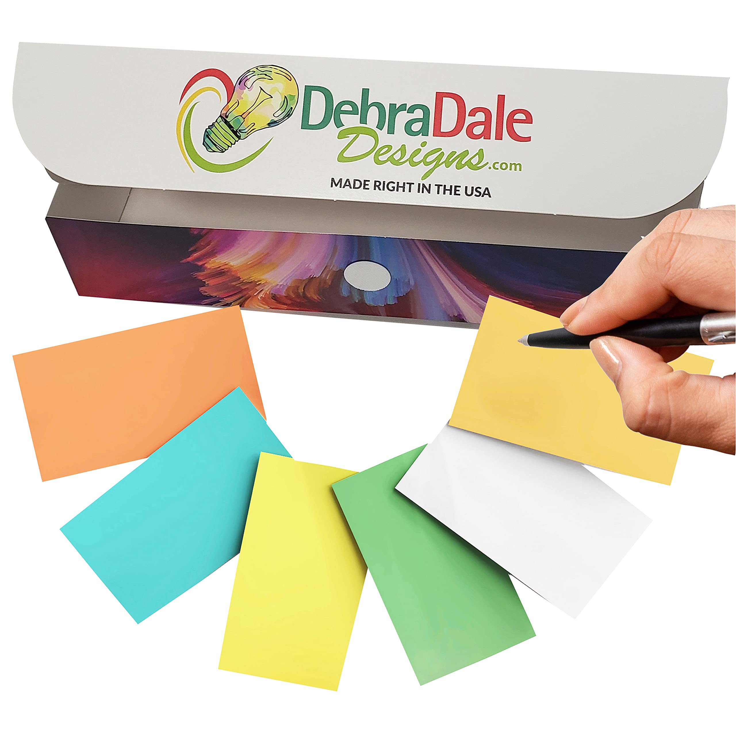 Debra Dale Designs - Made Right in The USA - Blank Flash Cards in 6 Colors; 1,100 Colored Notecards - 90# Index - 2 x 3.5 inches - Home Schooling, Distance Learning, Work from Home