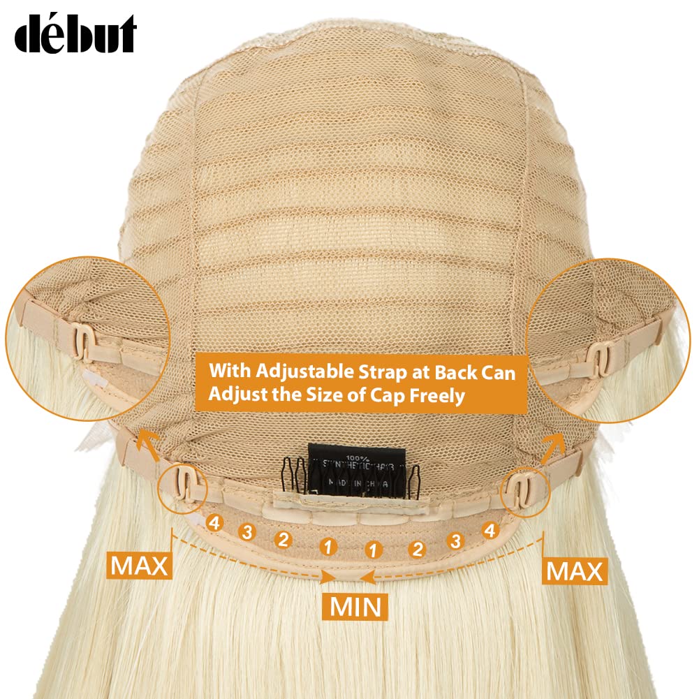 Lace Front Perücke Super lange Glatte Perücke für Damen 95 cm 260g Kunsthaar Hitzebeständige Faser 130% Dichte (95 cm, Blond)