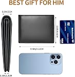 Genuine Leather Mens Wallet, RFID Blocking Bifold Wallet for Men with ID Window, 11 Card Slots, Husband Birthday Anniversary, Dad Fathers Day Gift (Black)