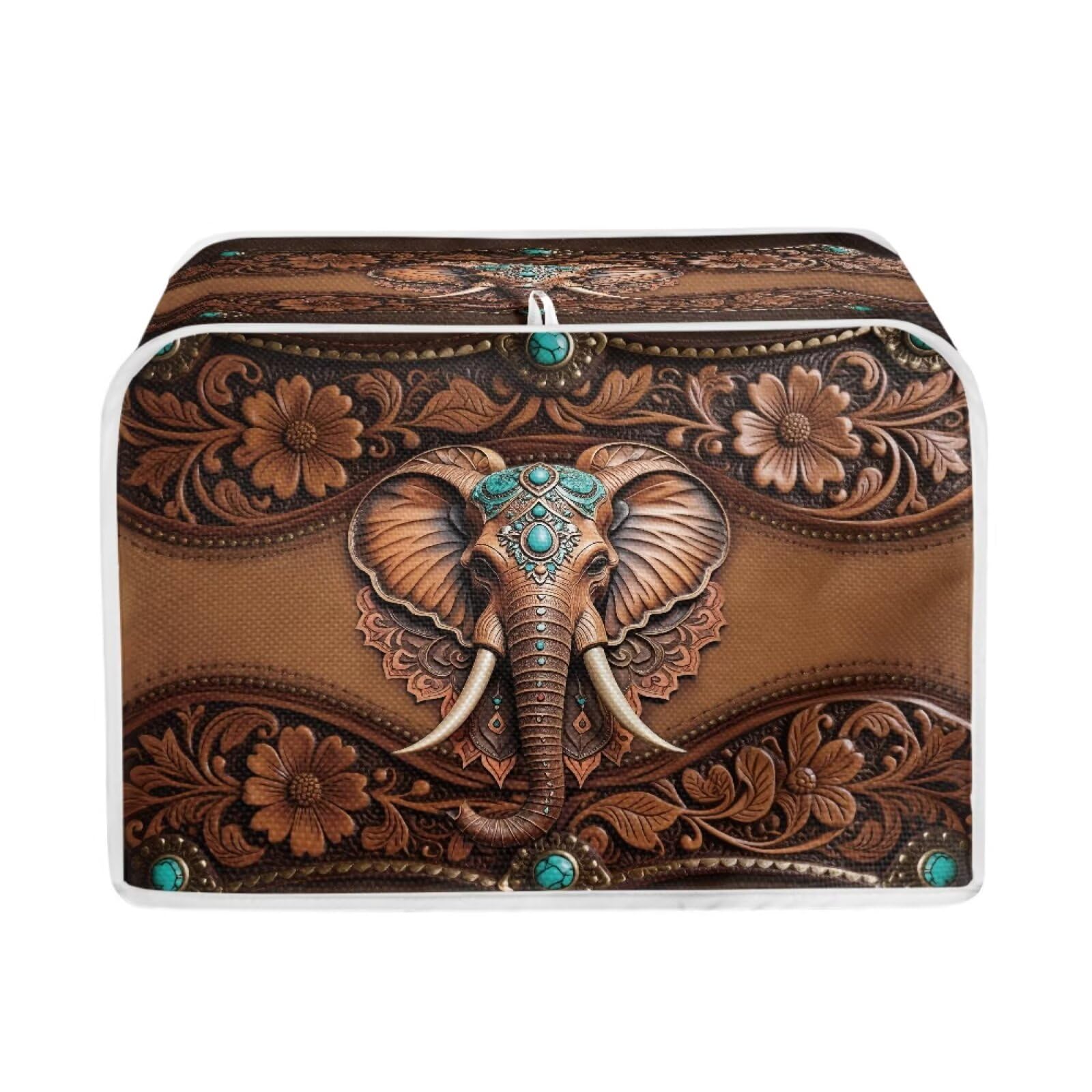 Elephant Print Bread Maker Cover 4 Slice Anti Fingerprint Toaster Oven Dust Cover for Kitchen Counter Anti Fingerprint Small Kitchen Appliance Covers