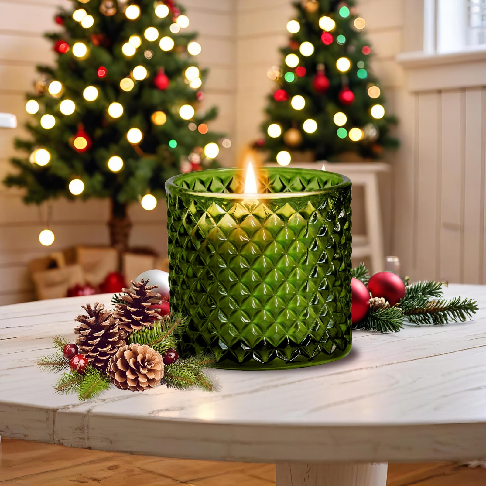 Red Berry Balsam Cedar Pine Scented Candles, Woody Fragrance Candles, Christmas Candles, Holiday Gifts - Image 4