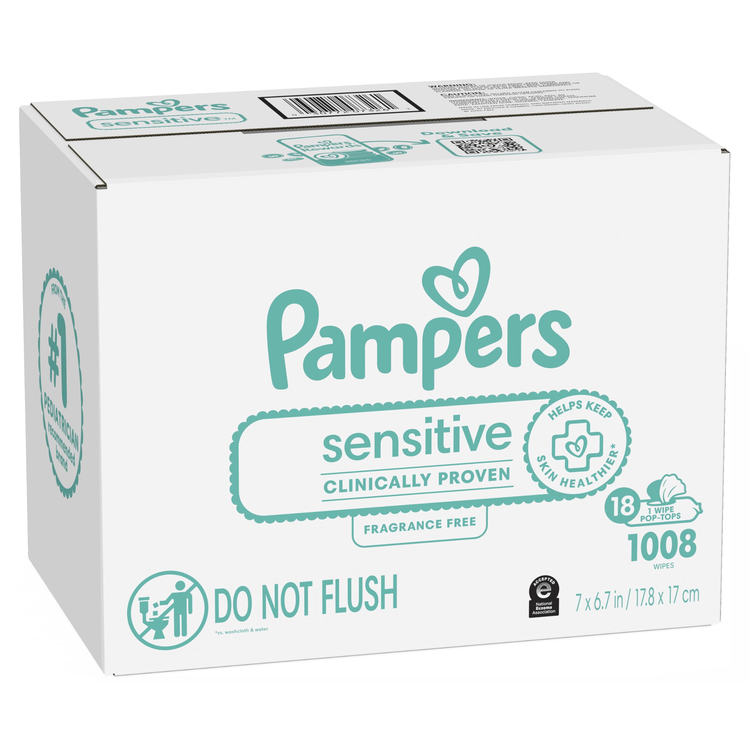 Pampers Sensitive - Toallitas húmedas para bebé, 1008 unidades, a base de agua, hipoalergénicas y sin perfume (el embalaje puede variar)