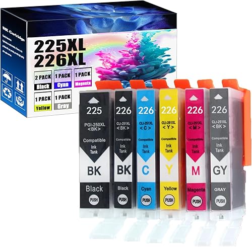 Miniatura 1 de PGI-225XL CLI-226XL - Cartuchos de tinta compatibles con Canon 225 226 XL para usar con PGI225 PGI-225 CLI226 CLI-226 para usar con MG6220 MG6120
