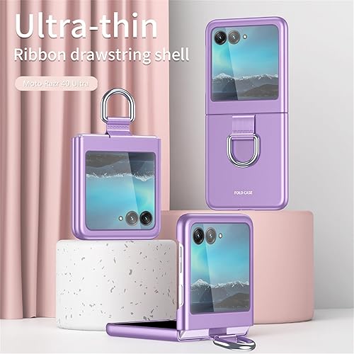 Miniatura 8 de Ephoou Funda compatible con Motorola Razr 40 Ultra con anillo, a prueba de golpes, funda protectora para Motorola Razr 40 Ultra QHZH, color negro