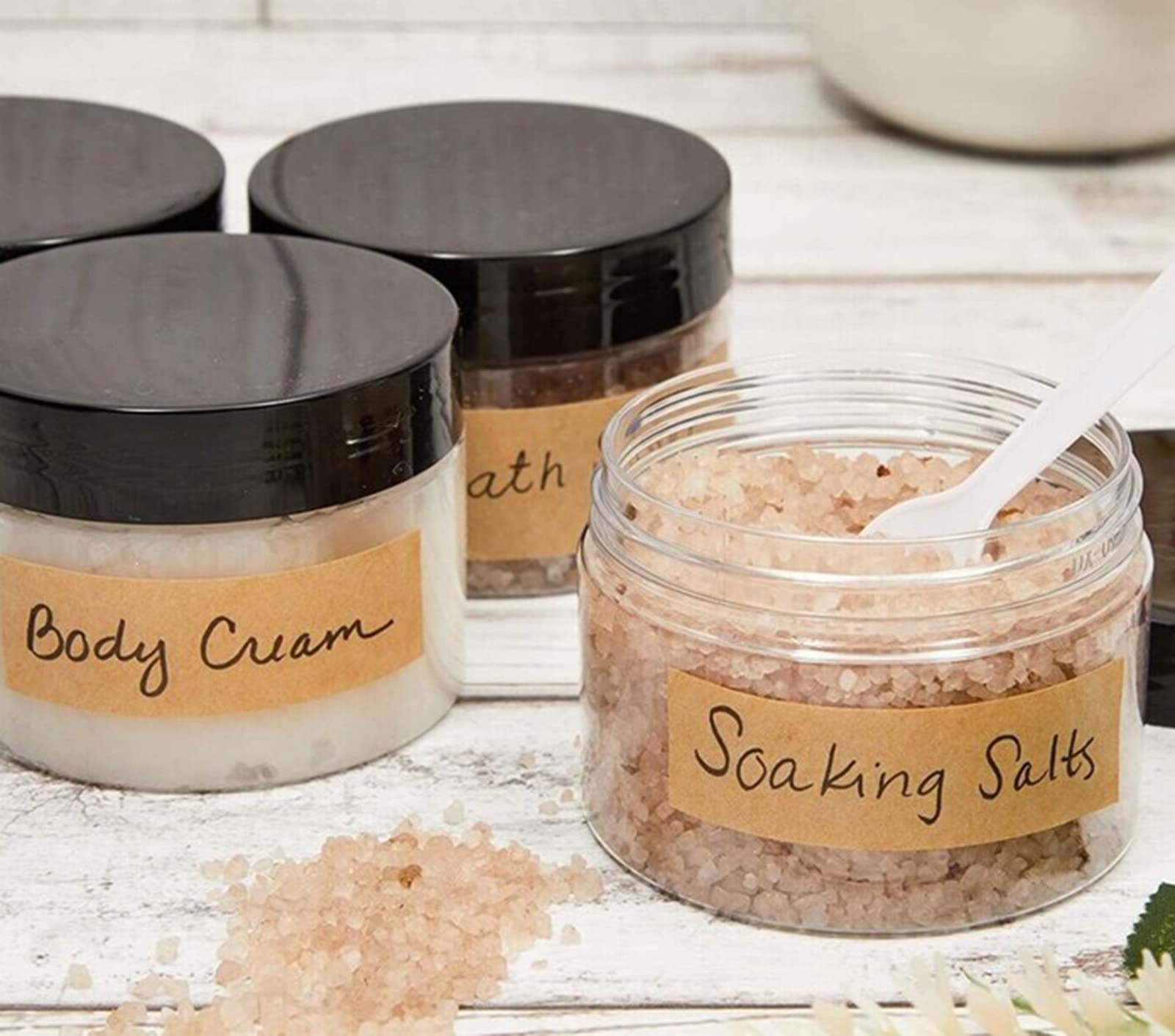 50 tarros de plástico de 4 onzas con tapas, recipientes redondos transparentes para cosméticos, tarros de almacenamiento vacíos para maquillaje, joyas, muestras, almacenamiento de viaje