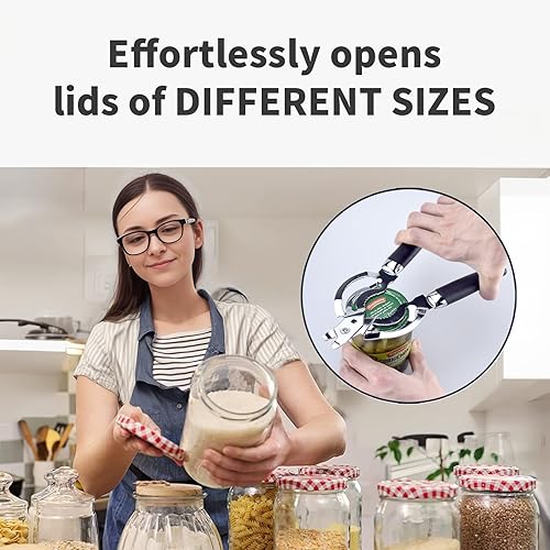 Miniatura 2 de Zoiwdur Abridor de tarros, abridor de tarros múltiples para manos débiles, abridor de tapa de tarro de acero inoxidable, abridor de botellas de