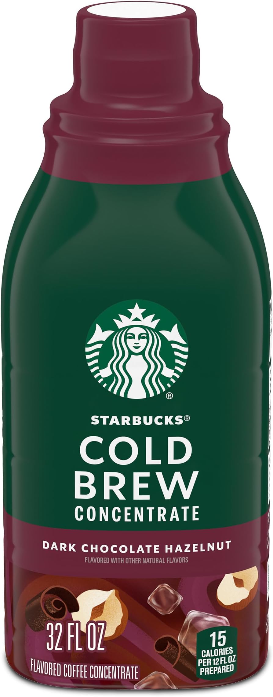 Cold Brew Coffee Concentrate, Dark Chocolate Hazelnut Flavored Iced Coffee, 32 fl oz