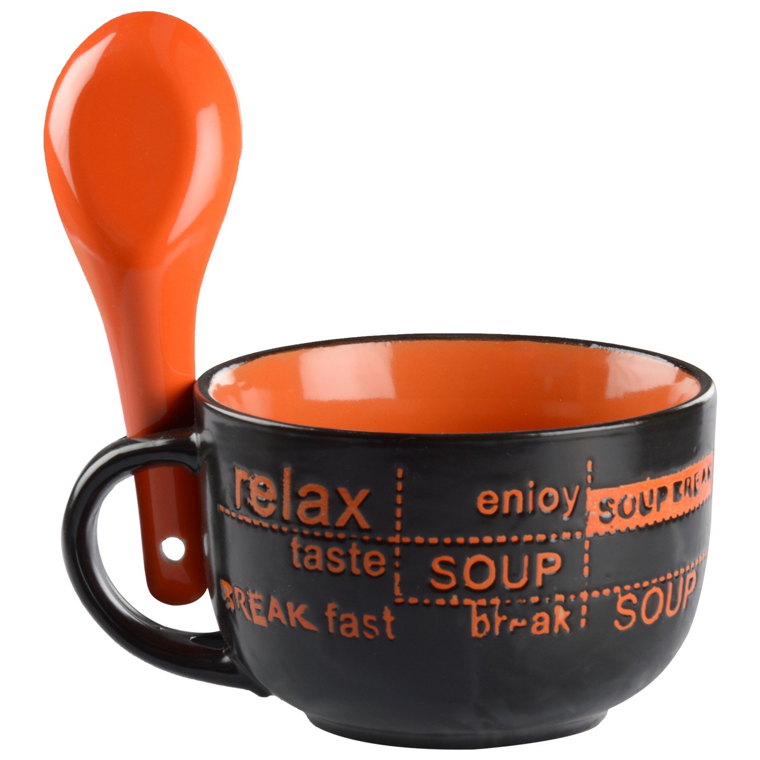 DRL Black & Orange Porcelain Soup Cup Amazon.in
