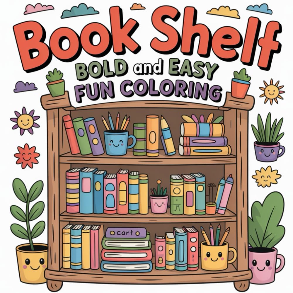 Book Shelf Bold and Easy Fun Coloring: A delightful collection of bold, easy, and relaxing bookshelf-themed coloring fun for all ages.